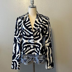 Scapa Lauren Perre Button Front Blazer/Jacket Blue/White Fully Lined Size 6